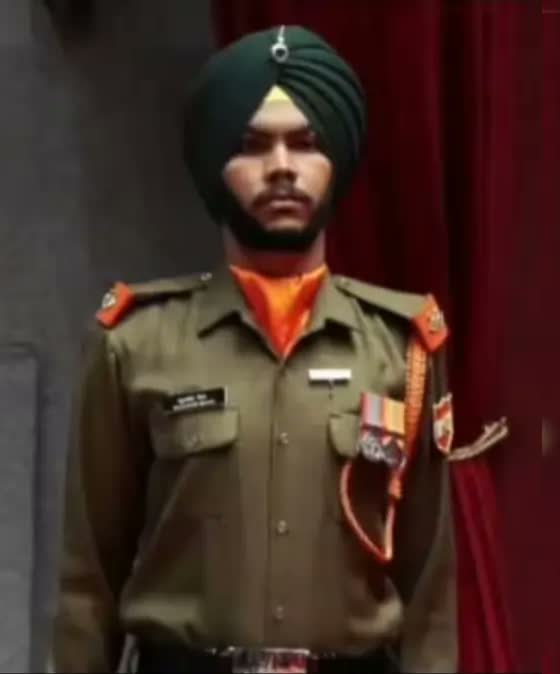 Agniveer Kulveer Singh in uniform, wearing the Sena Medal.